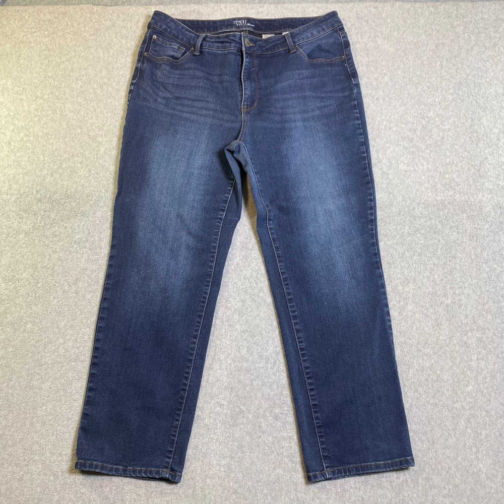 Time and Tru Straight Leg Jeans Women's Size 18 Dark Wash Stretch Denim EUC